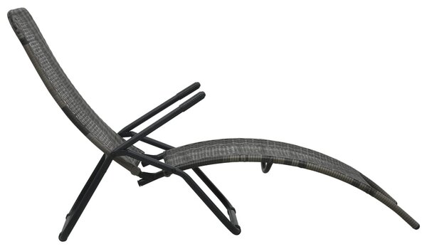 Szürke összecsukható polyrattan napozóágy