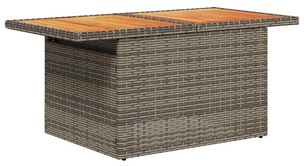 8 részes szürke polyrattan akácfa kerti ülőgarnitúra párnákkal