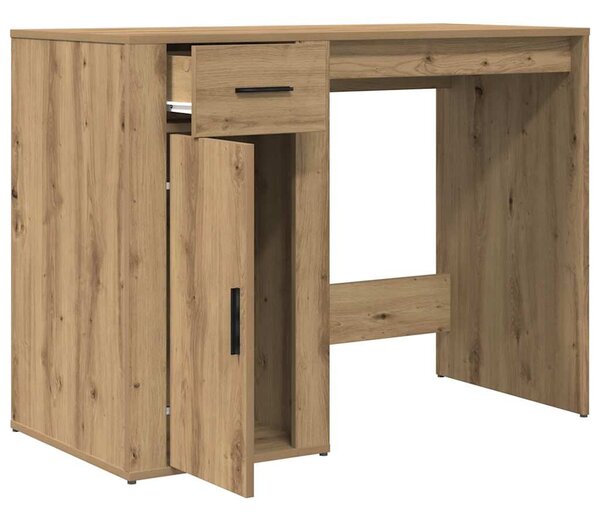 Kézműves tölgy színű szerelt fa íróasztal 100 x 49 x 75 cm