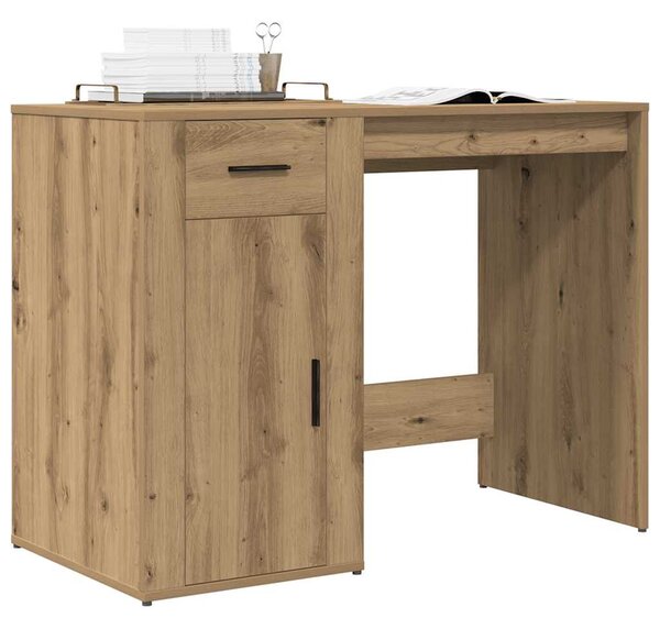 Kézműves tölgy színű szerelt fa íróasztal 100 x 49 x 75 cm