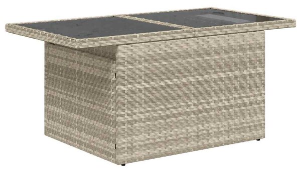 9 részes világosszürke polyrattan kerti ülőgarnitúra párnával