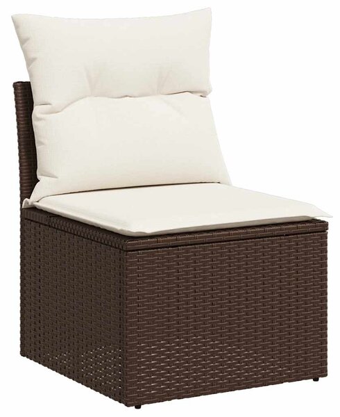 9 részes barna polyrattan kerti ülőgarnitúra párnákkal