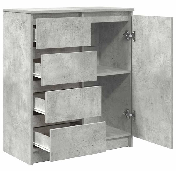 Betonszürke szerelt fa tálalószekrény fiókos 71x35x84 cm
