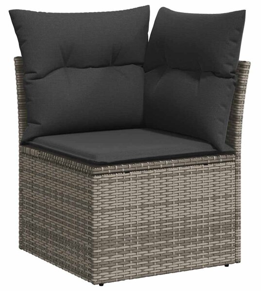 11 részes szürke polyrattan kerti ülőgarnitúra párnákkal