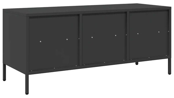 Fekete hidegen hengerelt acél TV-szekrény 101,5 x 39 x 43,5 cm