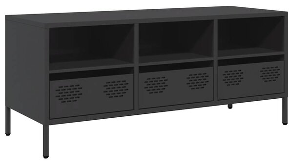 Fekete hidegen hengerelt acél TV-szekrény 101,5 x 39 x 43,5 cm