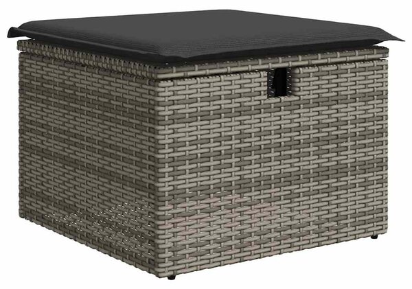 7 részes szürke polyrattan kerti ülőgarnitúra párnákkal