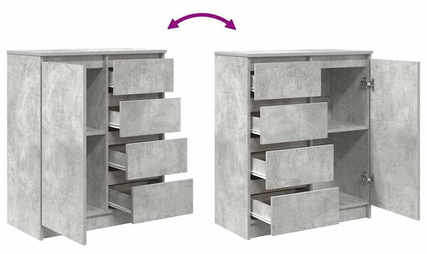 Betonszürke szerelt fa tálalószekrény fiókos 71x35x84 cm