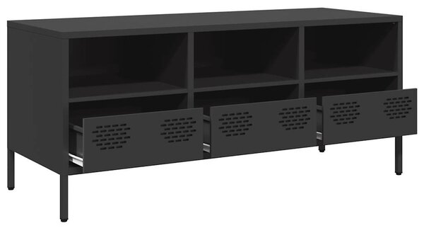 Fekete hidegen hengerelt acél TV-szekrény 101,5 x 39 x 43,5 cm
