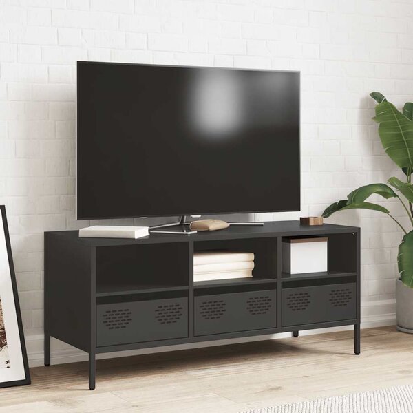 Fekete hidegen hengerelt acél TV-szekrény 101,5 x 39 x 43,5 cm