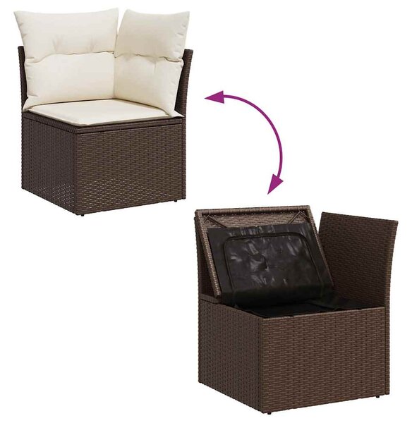 6 részes barna polyrattan kerti ülőgarnitúra párnával