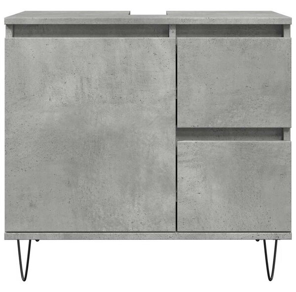 Betonszürke szerelt fa fürdőszobai mosdószekrény 65x33x60 cm
