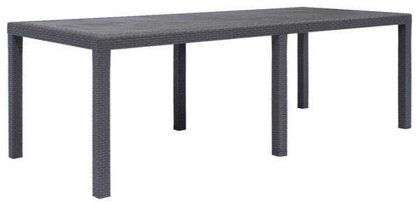 Barna rattan küllemű műanyag kerti asztal 220 x 90 x 72 cm