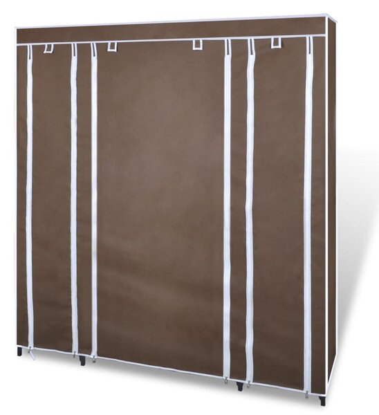 Barna szövet ruhásszekrény tárolórekeszekkel 45x150x176 cm