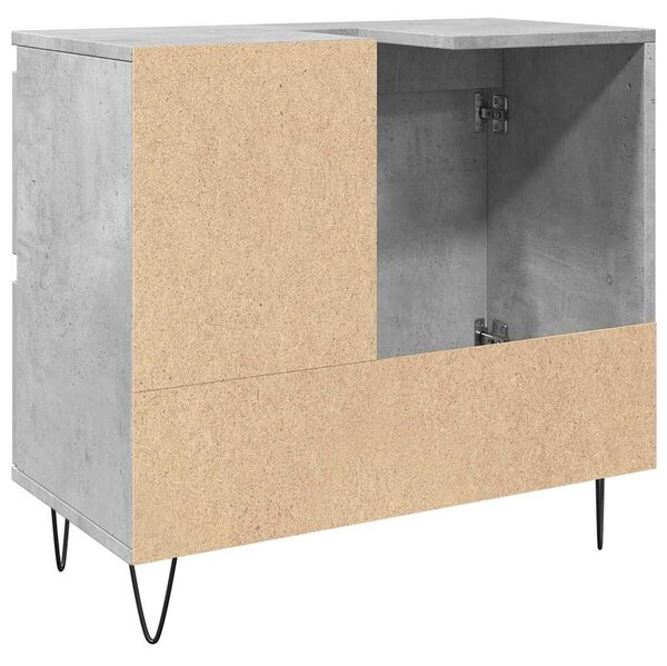 Betonszürke szerelt fa fürdőszobai mosdószekrény 65x33x60 cm