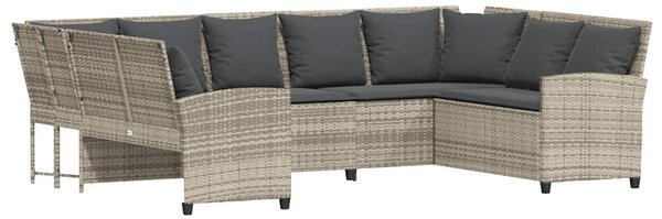 Világosszürke polyrattan kerti kanapé párnával