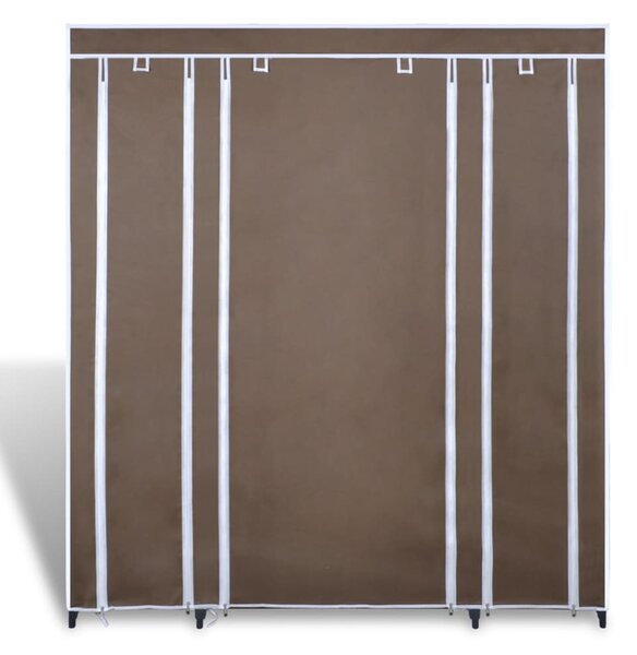 Barna szövet ruhásszekrény tárolórekeszekkel 45x150x176 cm