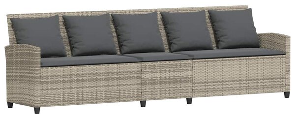 Világosszürke polyrattan kerti kanapé párnával