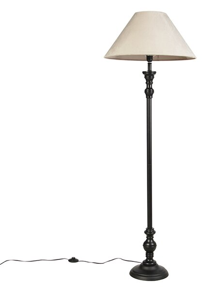 Állólámpa fekete, velúr árnyalatú taupe 55 cm - Classico