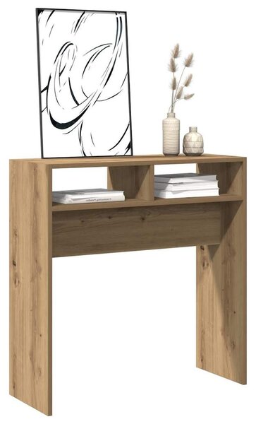 Kézműves tölgy színű szerelt fa dohányzóasztal 78 x 30 x 80 cm