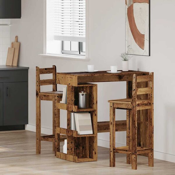 Antik fa szerelt fa bárasztal tárolópolccal 100 x 48 x 101,5 cm