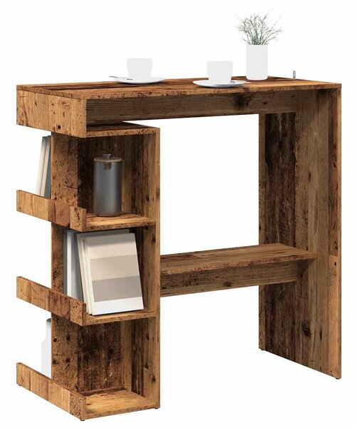 Antik fa szerelt fa bárasztal tárolópolccal 100 x 48 x 101,5 cm