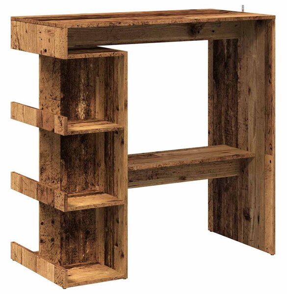 Antik fa szerelt fa bárasztal tárolópolccal 100 x 48 x 101,5 cm