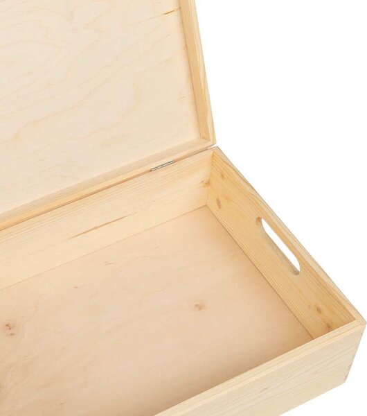Fa doboz fedéllel és fogantyúkkal 40x30x13 cm tömör fa fenyő