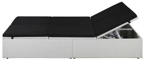 Fekete polyrattan napozóágy párnával