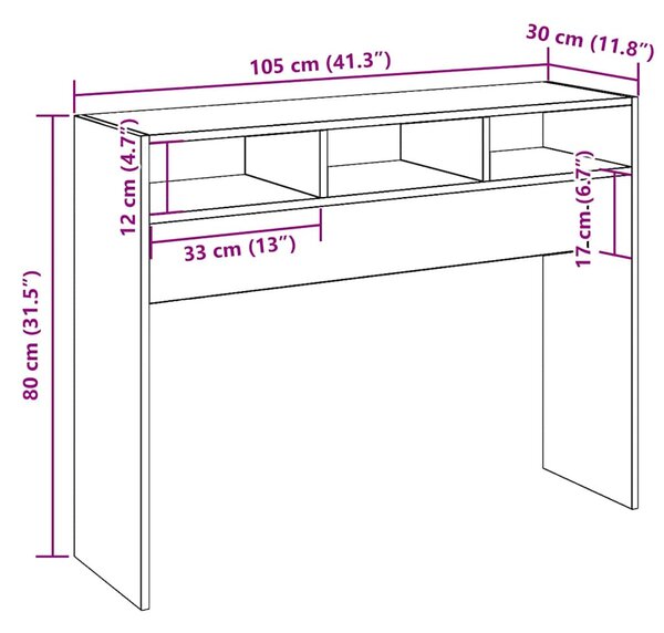 Konzolasztal régi fa 105x30x80 cm műszaki fa