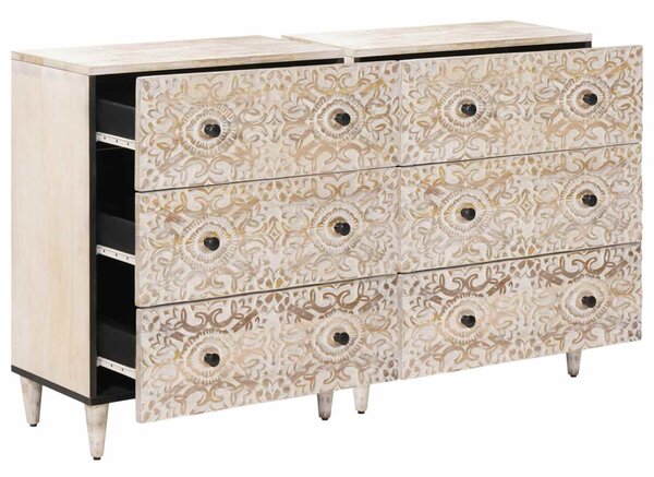 Széf 2 pcs Fehér 60 x 33,5 x 75 cm Tömör Mangófát