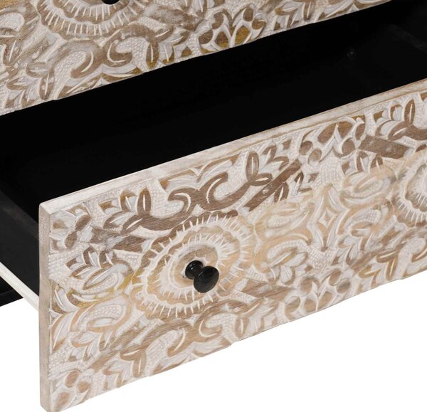 Széf 2 pcs Fehér 60 x 33,5 x 75 cm Tömör Mangófát