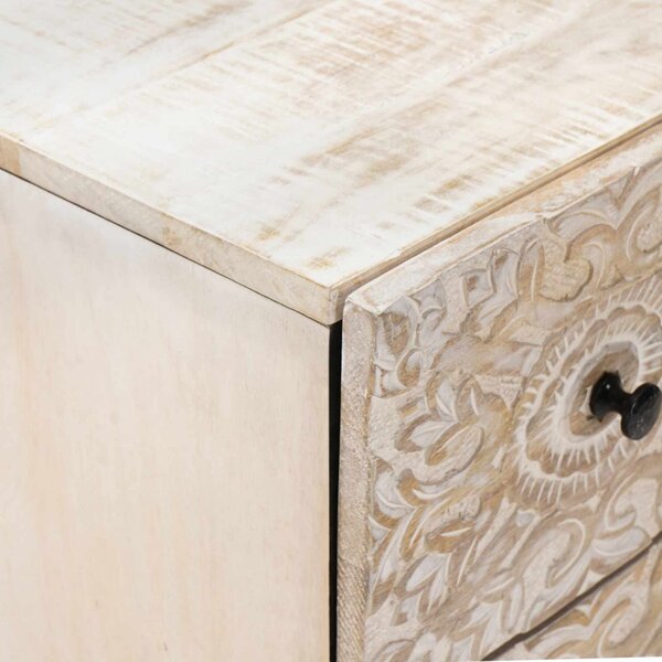 Széf 2 pcs Fehér 60 x 33,5 x 75 cm Tömör Mangófát