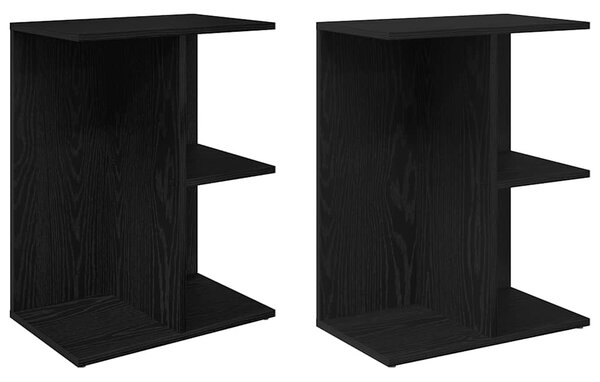 Éjjeliszekrények 2 db fekete tölgy 46,5x29x61 cm gépelt fa