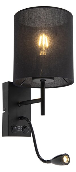 Modern fali lámpa fekete pamut árnyalattal - Stacca