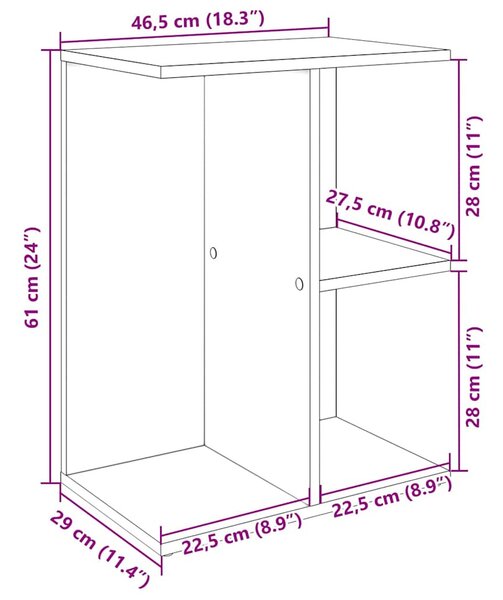 Éjjeliszekrény barna tölgyfa 46,5x29x61 cm gépi forgácsolt fa