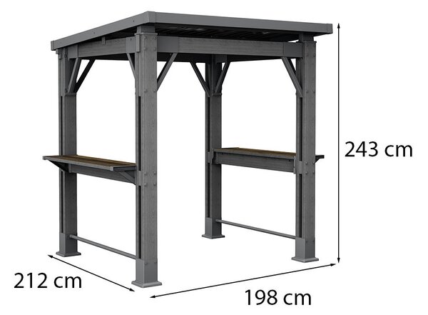 Kerti grill pavilon, pulttal, tetővel