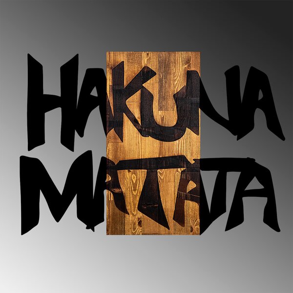 Hakuna Matata 5 Fa fali dekoráció 77x3x58 Fekete-Dió