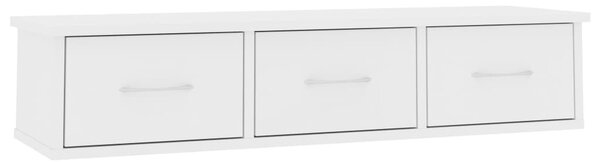 Fehér falra szerelhető szerelt fa fiókos polc 88 x 26 x 18,5 cm