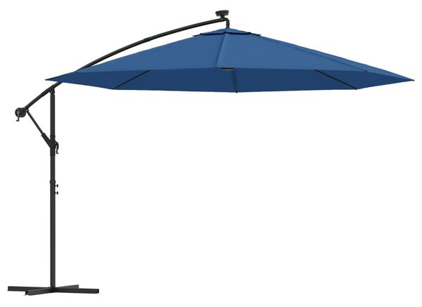 Azúrkék konzolos napernyő LED-világítással 350 cm