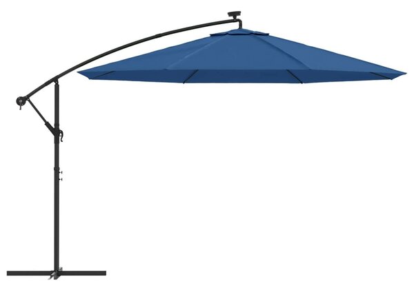 Azúrkék konzolos napernyő LED-világítással 350 cm