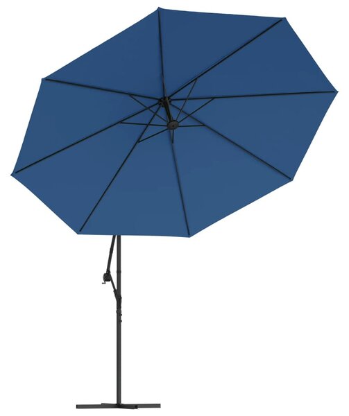 Azúrkék konzolos napernyő LED-világítással 350 cm