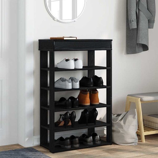 Fekete szerelt fa cipőtartó 60x30x98 cm