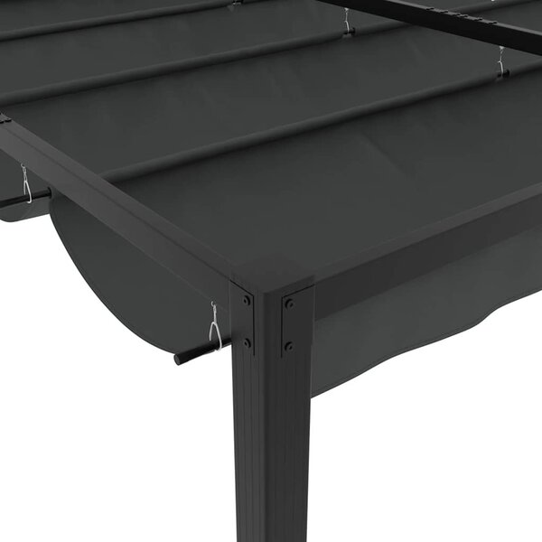 Antracitszürke acél kerti pavilon behúzható tetővel 3x3 m