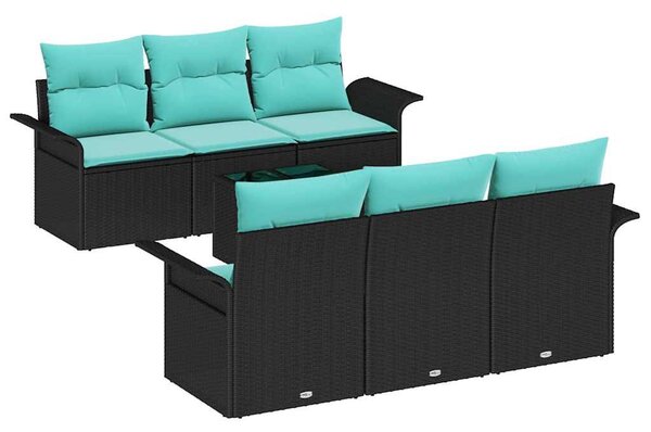 VidaXL Kerti Kanapé Szett párnával tárolóval 7 pcs Fekete és Türkiz