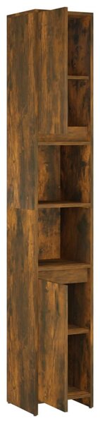 Füstös tölgy színű szerelt fa fürdőszobaszekrény 30x30x183,5 cm