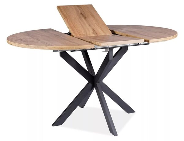 Gaston Artisan Kerek Bővíthető MDF Tölgy Étkezőasztal Fekete Pókláb