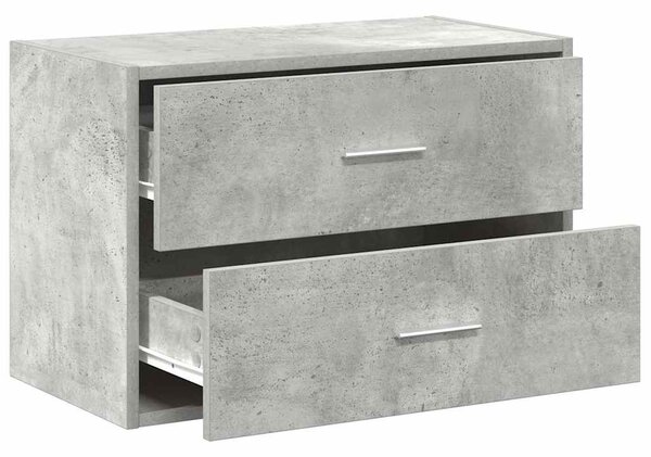 Betonszürke szerelt fa szekrény 2 fiókkal 60 x 31 x 40 cm