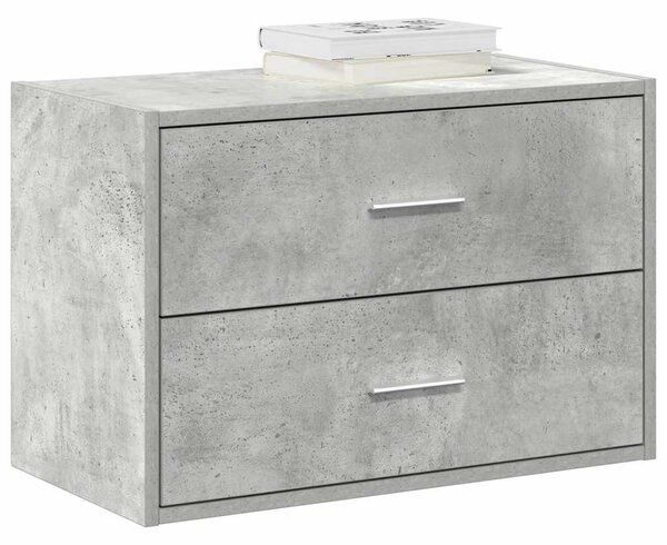 Betonszürke szerelt fa szekrény 2 fiókkal 60 x 31 x 40 cm