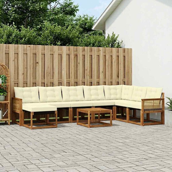VidaXL Kültéri kanapé szett 9 pcs Természetes és krémszínű